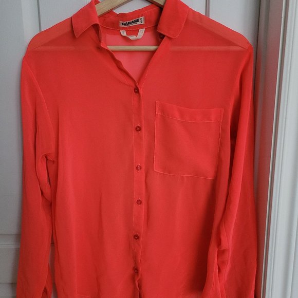 Sheer Hot Pink Button Up Shirt - Picture 1 of 2